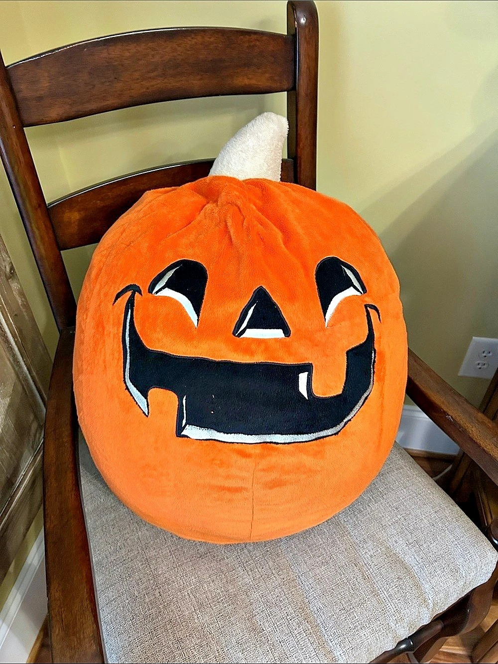 Plush Pumpkin Decor, Orange & Black Pillow